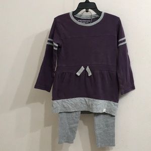 Burt’s Bees Baby Girls Toddler Organic Cotton Purple & Gray Rugby Dress Set